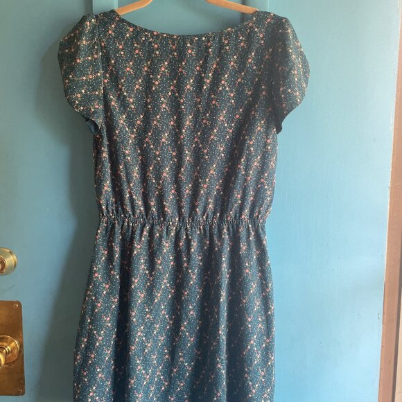 Blue flower patterned Frenchi summer dress, size M - Picture 2 of 3